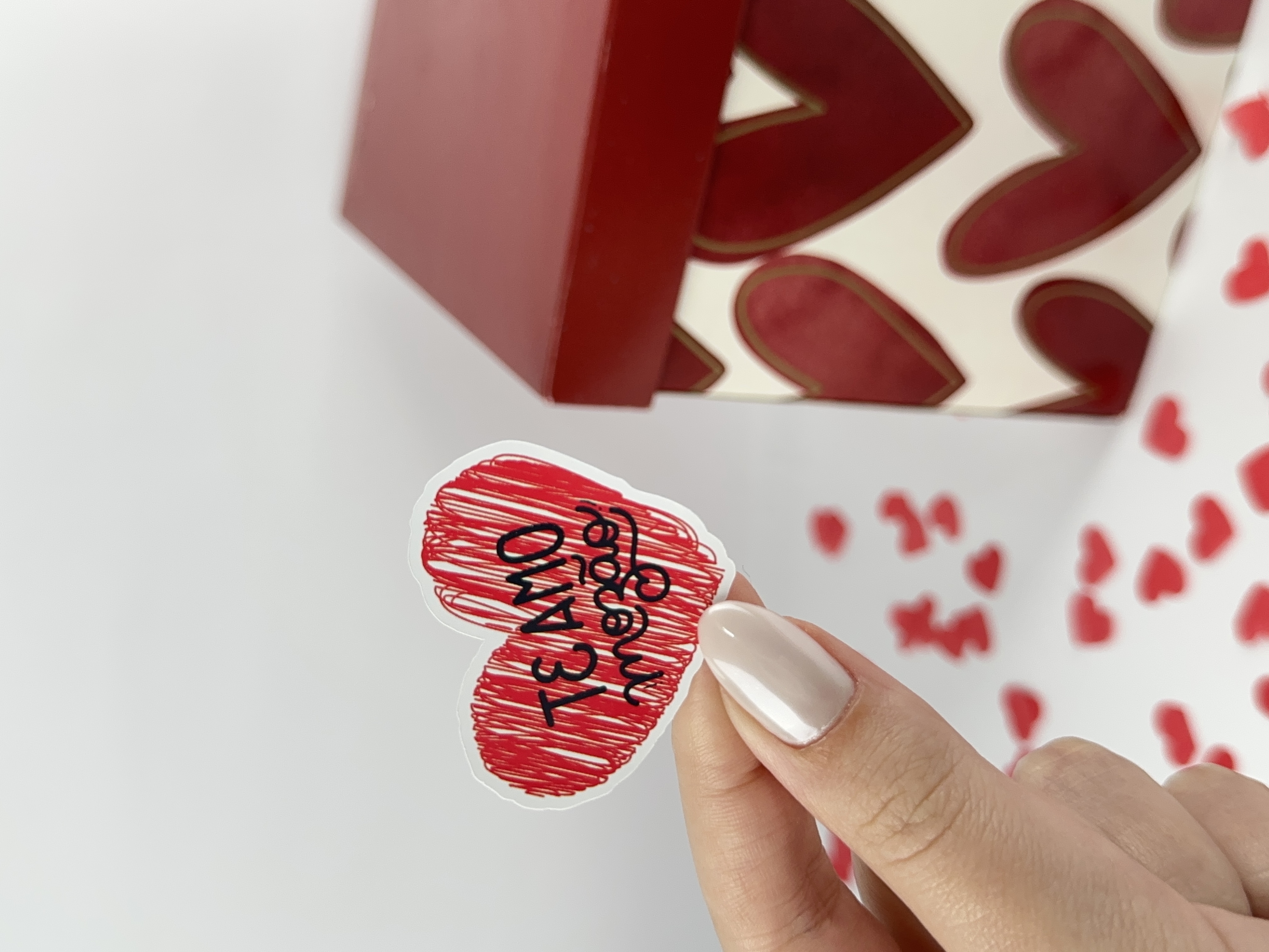 Adesivo coração vermelho personalizado dia dos namorados